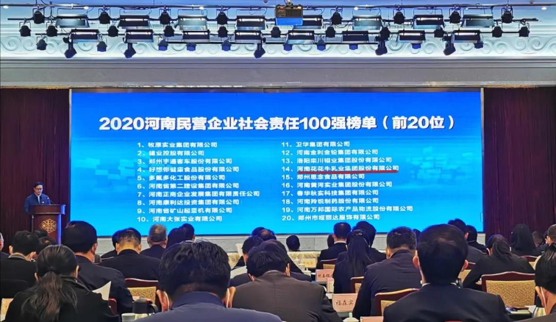 快訊 | 2020河南民營企業(yè)100強發(fā)布 花花牛榮獲“河南民營企業(yè)現(xiàn)代農(nóng)業(yè)100強”、“河南民營企業(yè)社會責任100強”雙榮譽