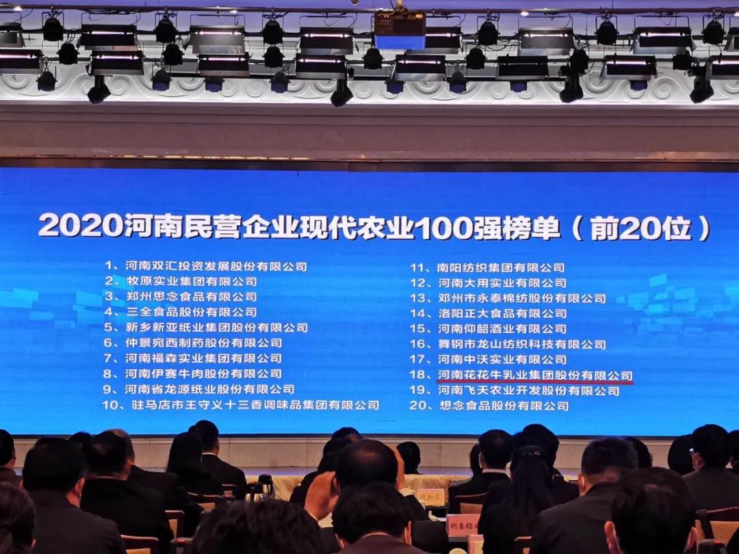 快訊 | 2020河南民營企業(yè)100強發(fā)布 花花牛榮獲“河南民營企業(yè)現(xiàn)代農(nóng)業(yè)100強”、“河南民營企業(yè)社會責任100強”雙榮譽